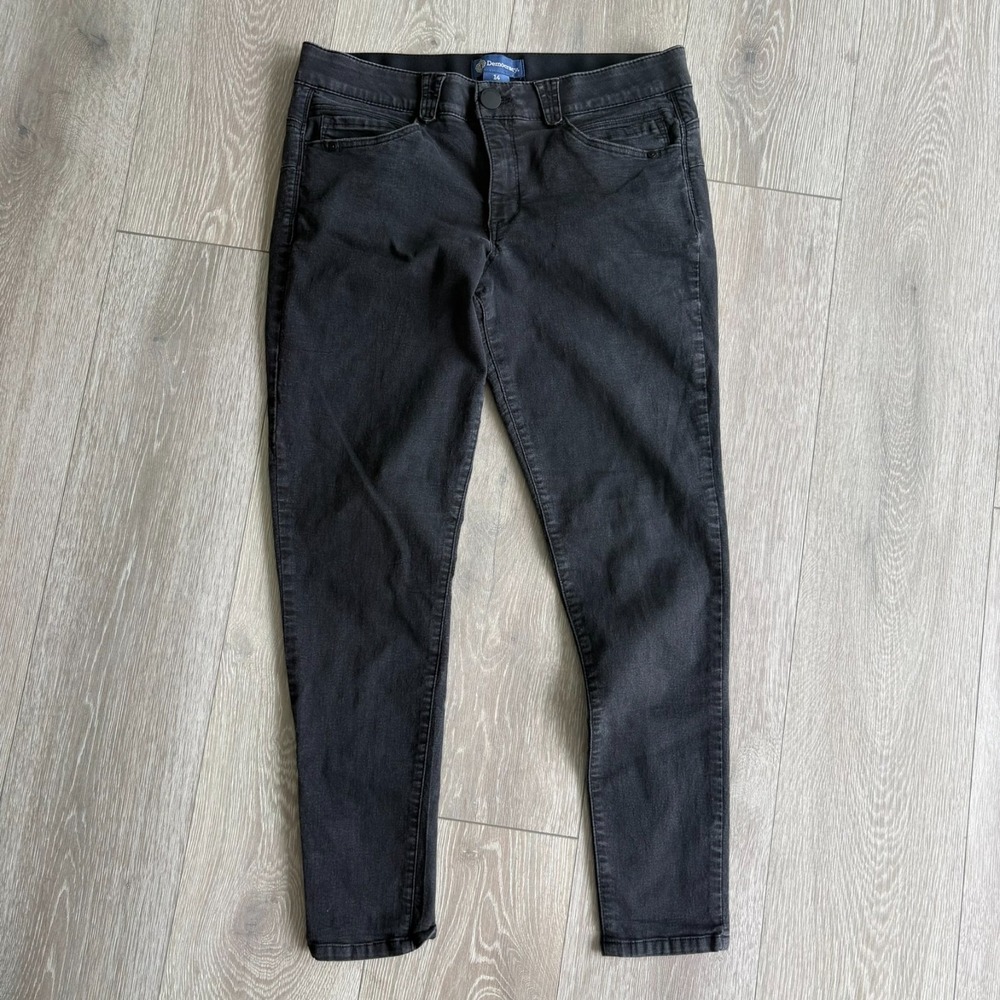 Democracy Womens Charcoal Black Denim Mid Rise Ab Solutionâ Skinny Jeans Size 14